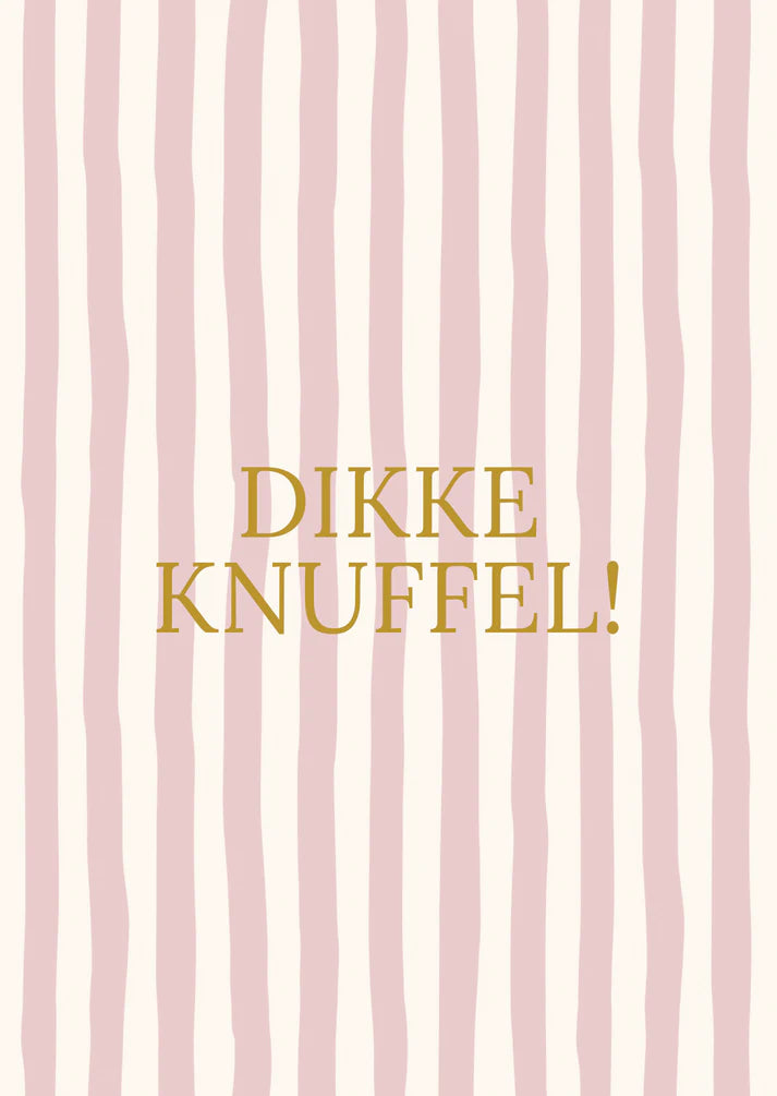 Kaart dikke knuffel streepjes roze