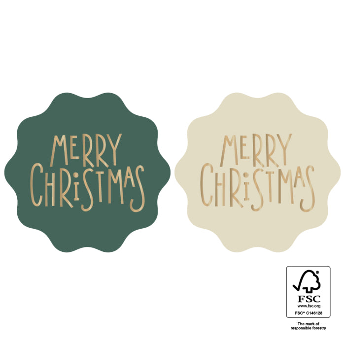 Stickers Merry Xmas Gold 6 stuks