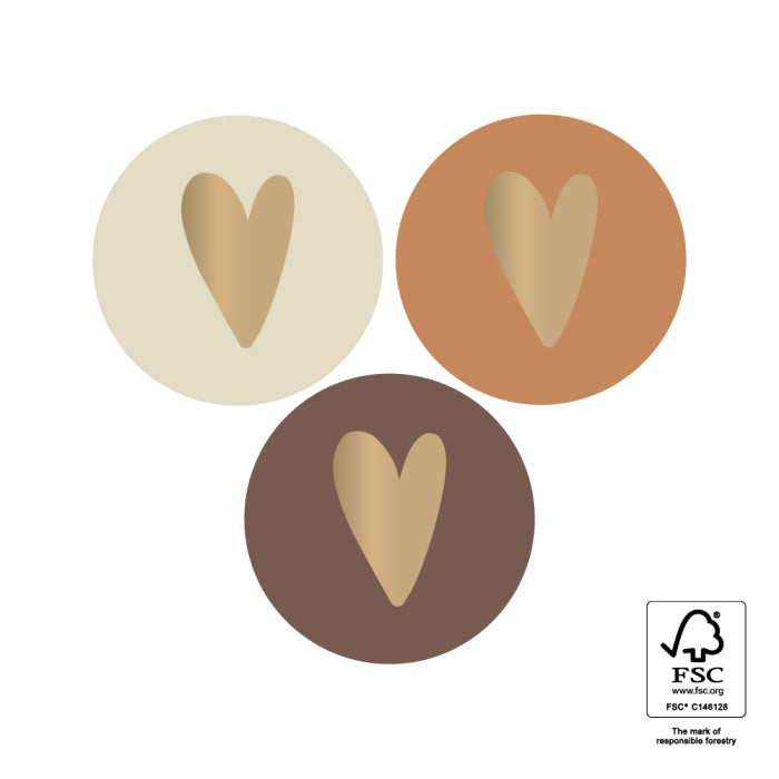 Stickers Mulit Heart Gold 6 stuks