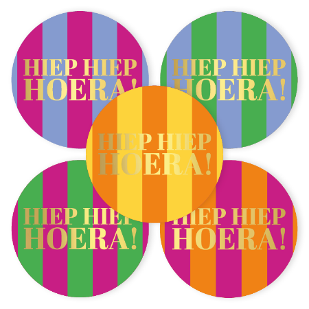 Sticker Hiep Hiep Hoera 6 stuks