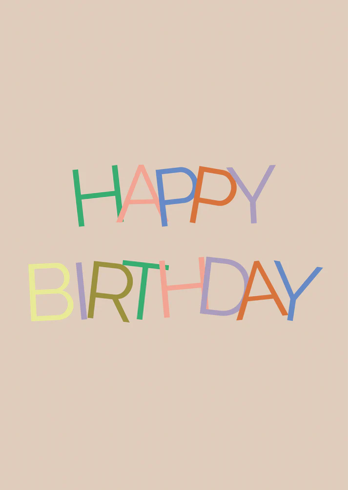 Kaart happy birthday kleurtjes