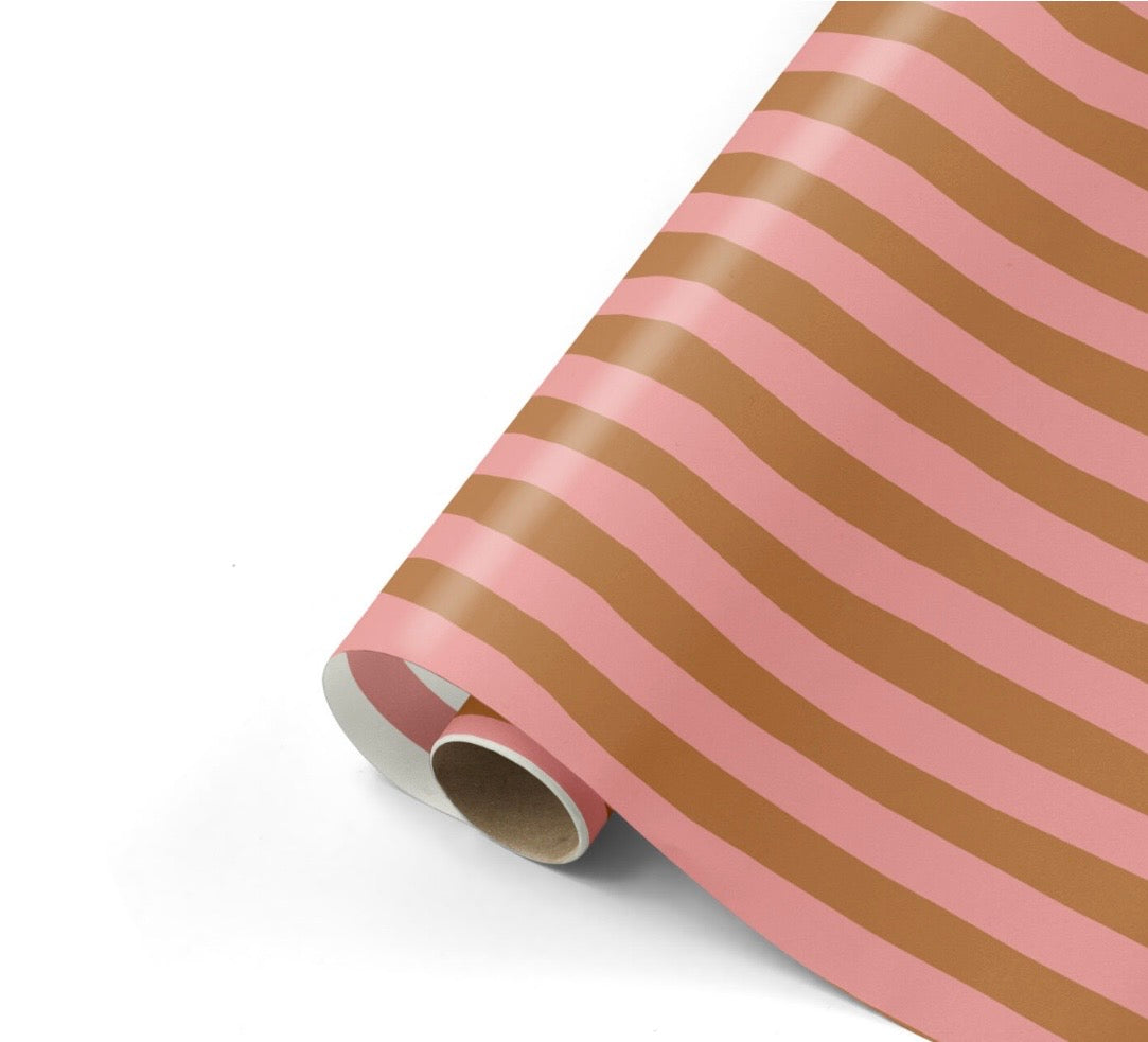 Cadeaupapier Stripes roze-roest 50cm