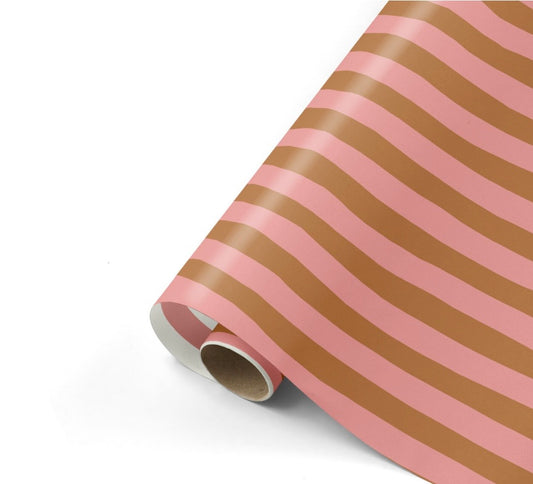 Cadeaupapier Stripes roze-roest 50cm