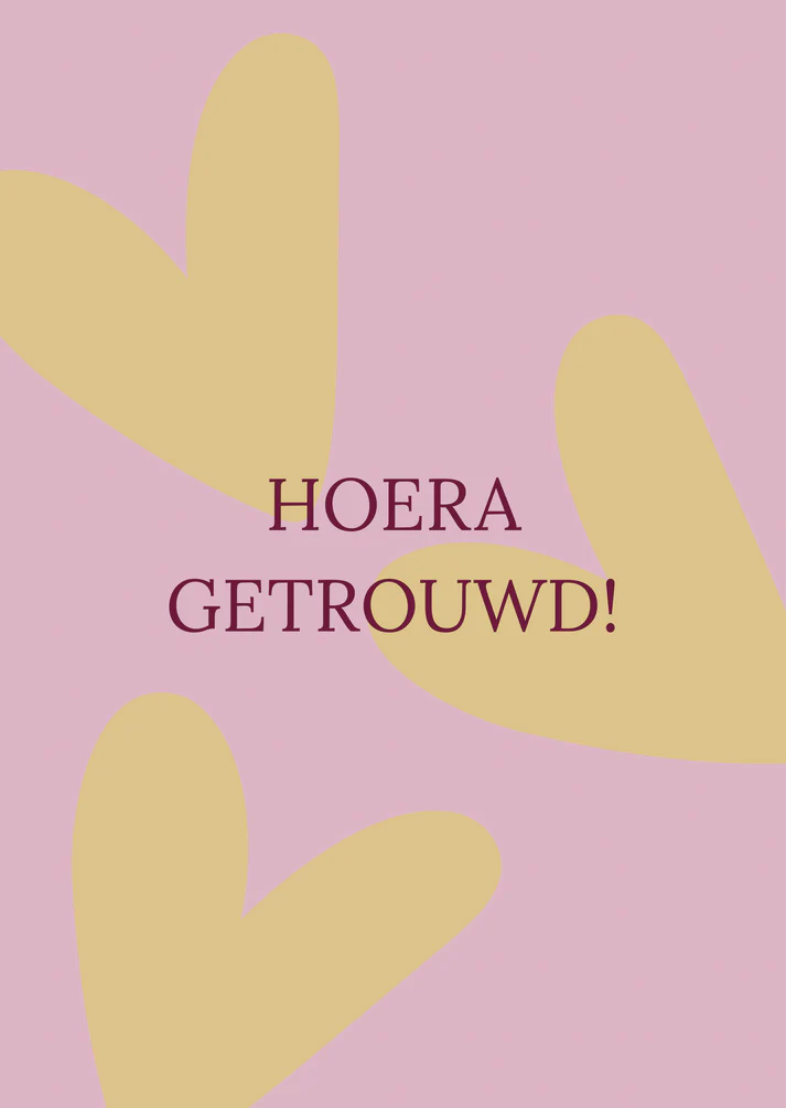 Kaar hoera getrouwd hartjes groen-lila