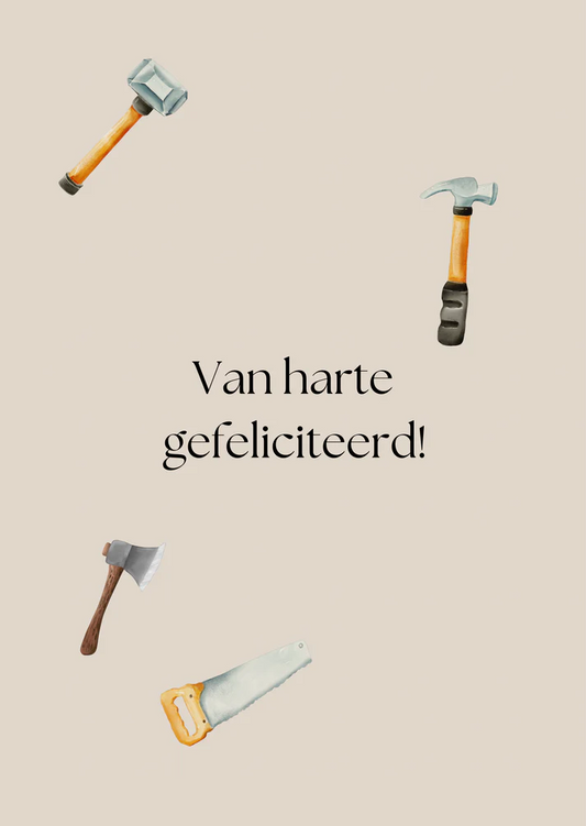 Kaart gefeliciteerd los gereedschap