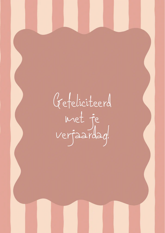 Kaar gefeliciteerd verjaardag roze steep