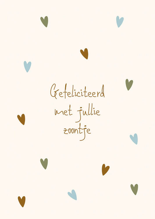 Kaart zoontje hartjes