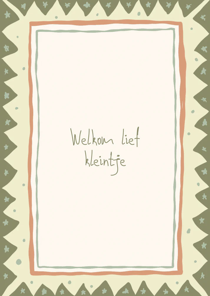 Kaar welkom lief kleintje kader groen