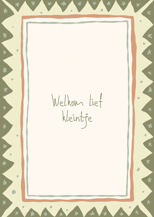 Kaar welkom lief kleintje kader groen