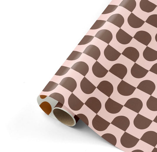 Cadeaupapier Wavy roze-bruin 50cm