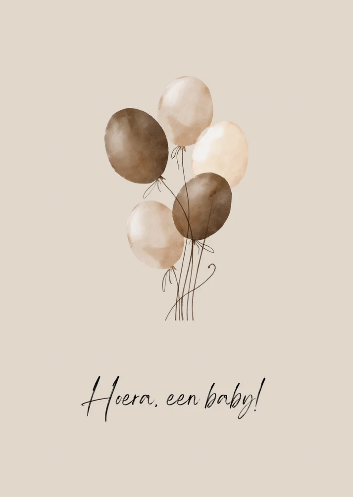 Kaart hoera een baby ballonnen