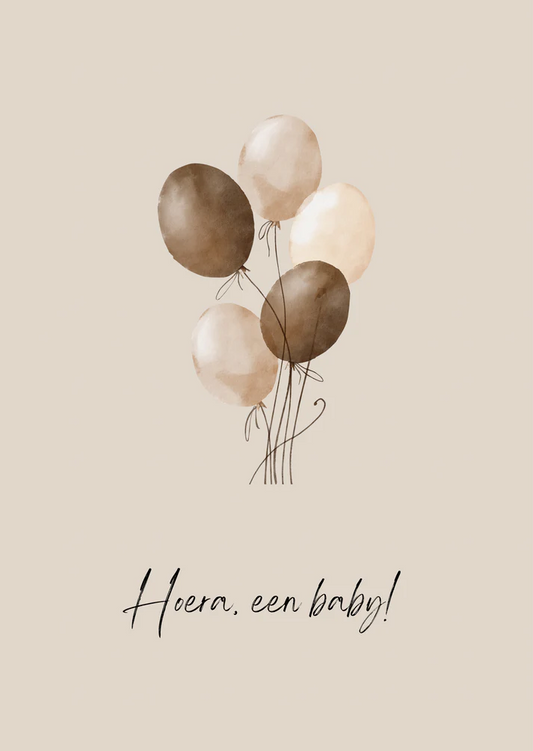 Kaart hoera een baby ballonnen