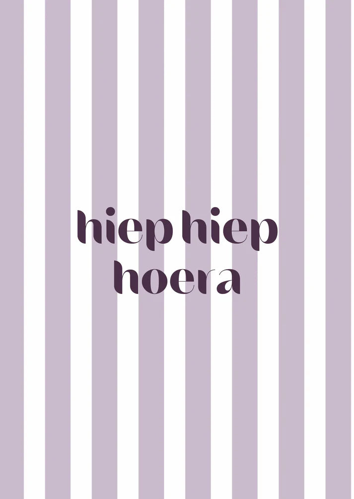 Kaart hiep hiep hoera lila