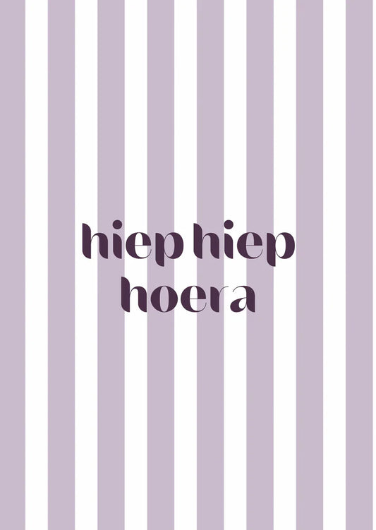 Kaart hiep hiep hoera lila