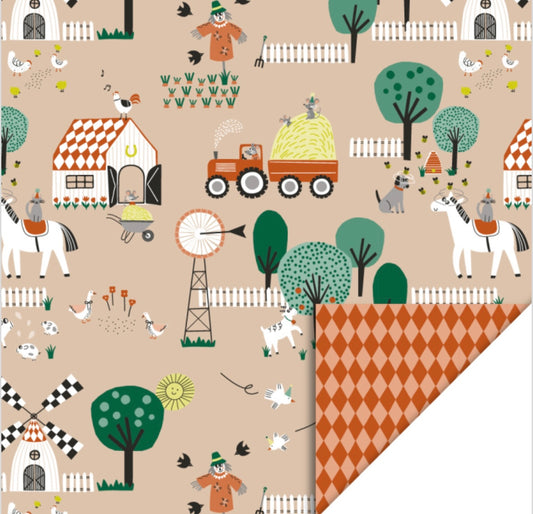 Cadeaupapier Farm beige 70cm