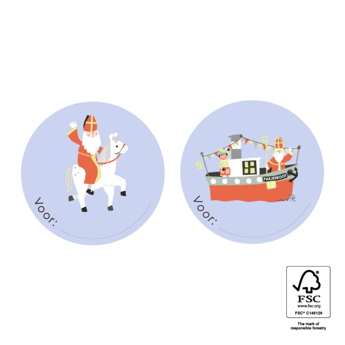 Stickers Sint Pakjesavond 6 stuks