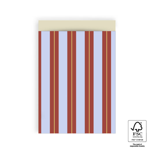 Cadeauzakjes Stripe Blue 17x25cm 5 stuks