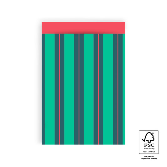 Cadeauzakjes Stripe Green 17x25cm 5 stuks