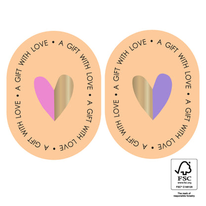 Stickers Duo Oval Hart Goud 6 stuks