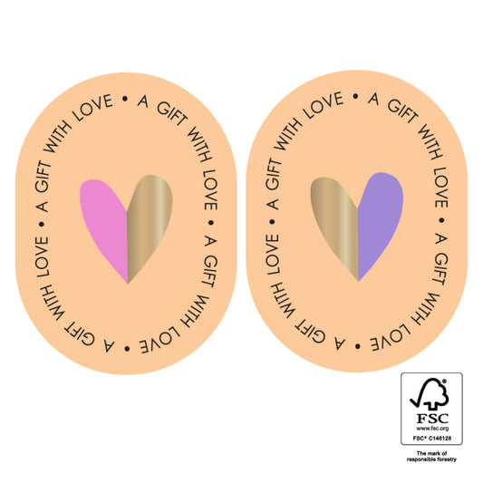 Stickers Duo Oval Hart Goud 6 stuks