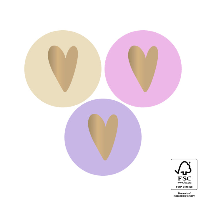 Sticker Heart Gold Trio 6 stuks