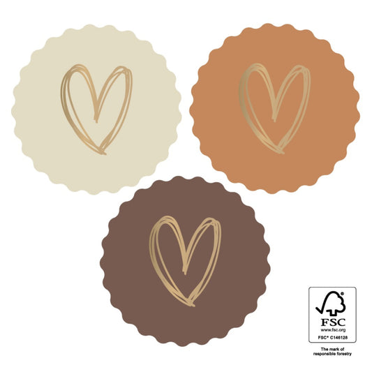 Sticker Multi Heart Naturel 6 stuks